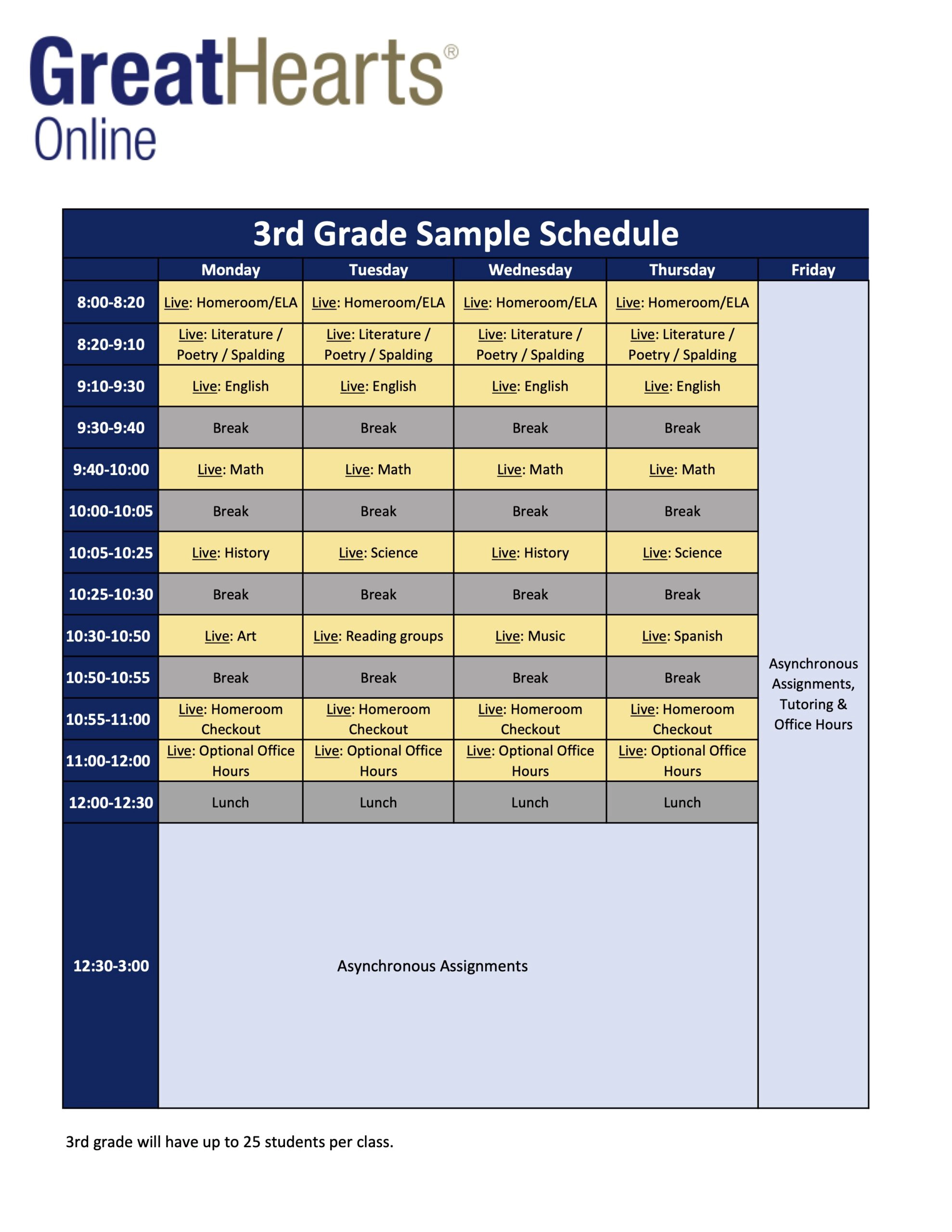 3rd Grade Schedule