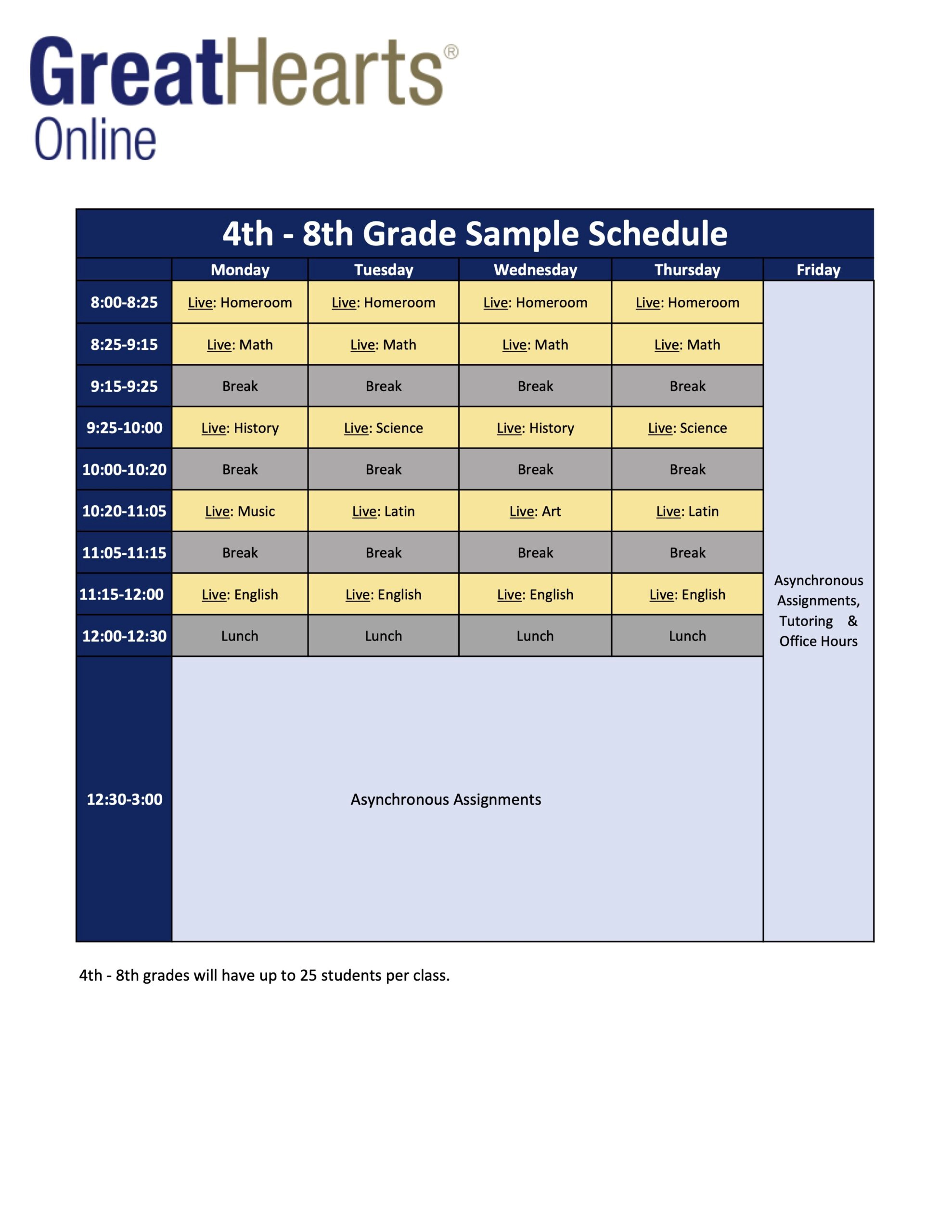 4th–8th Grade Schedule